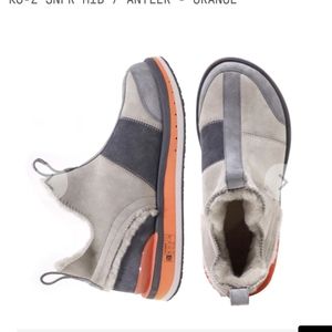 Deckers X Lab KO-Z Low sheepskin suede wool sneakers.